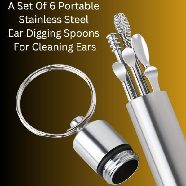 Portable Stainless Steel Ear Wax Removal Kit, Reusable Ear Cleaning Spoons, Ear Picking Tool cleaner 9