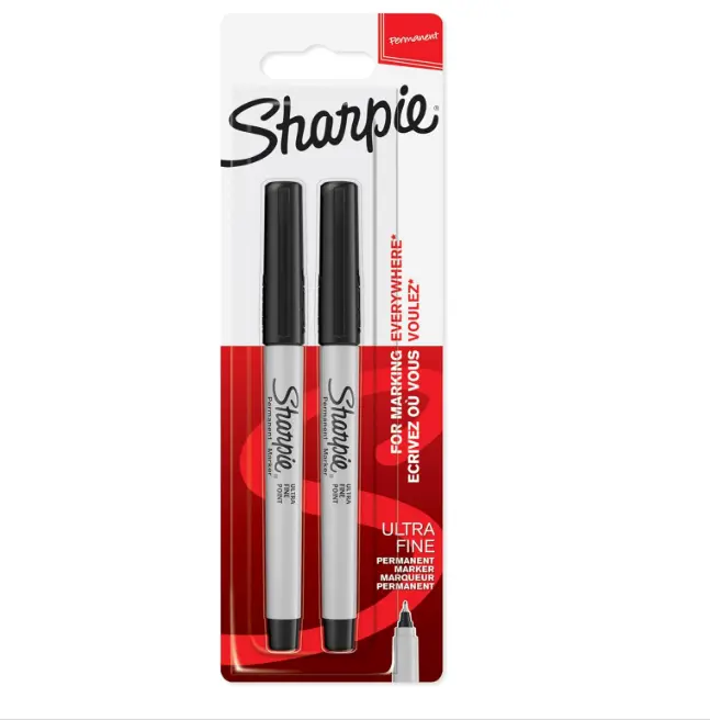 Sharpie Permanent Markers - Ultra Fine Point Black Ink - 2 Marker Pens