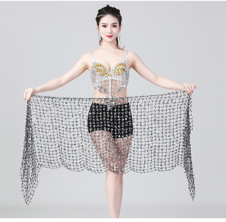 Product Introduction of Hollow belly dance hip scarf Wemen scarf dance sequins Arabic Latin hip scarf sexy belly dance belt wrap skirt 12 colors 4