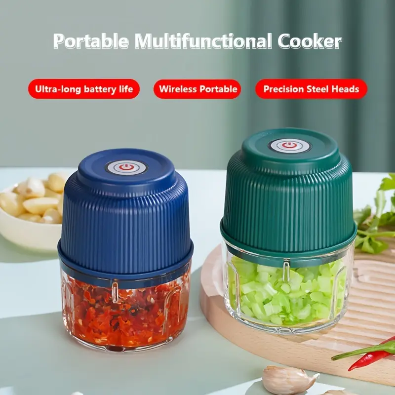 USB Rechargeable Electric Garlic Chopper - Portable & Powerful Grinder for Vegetables, Chili & Ginger, Durable ABS Material with Auto-Off Feature