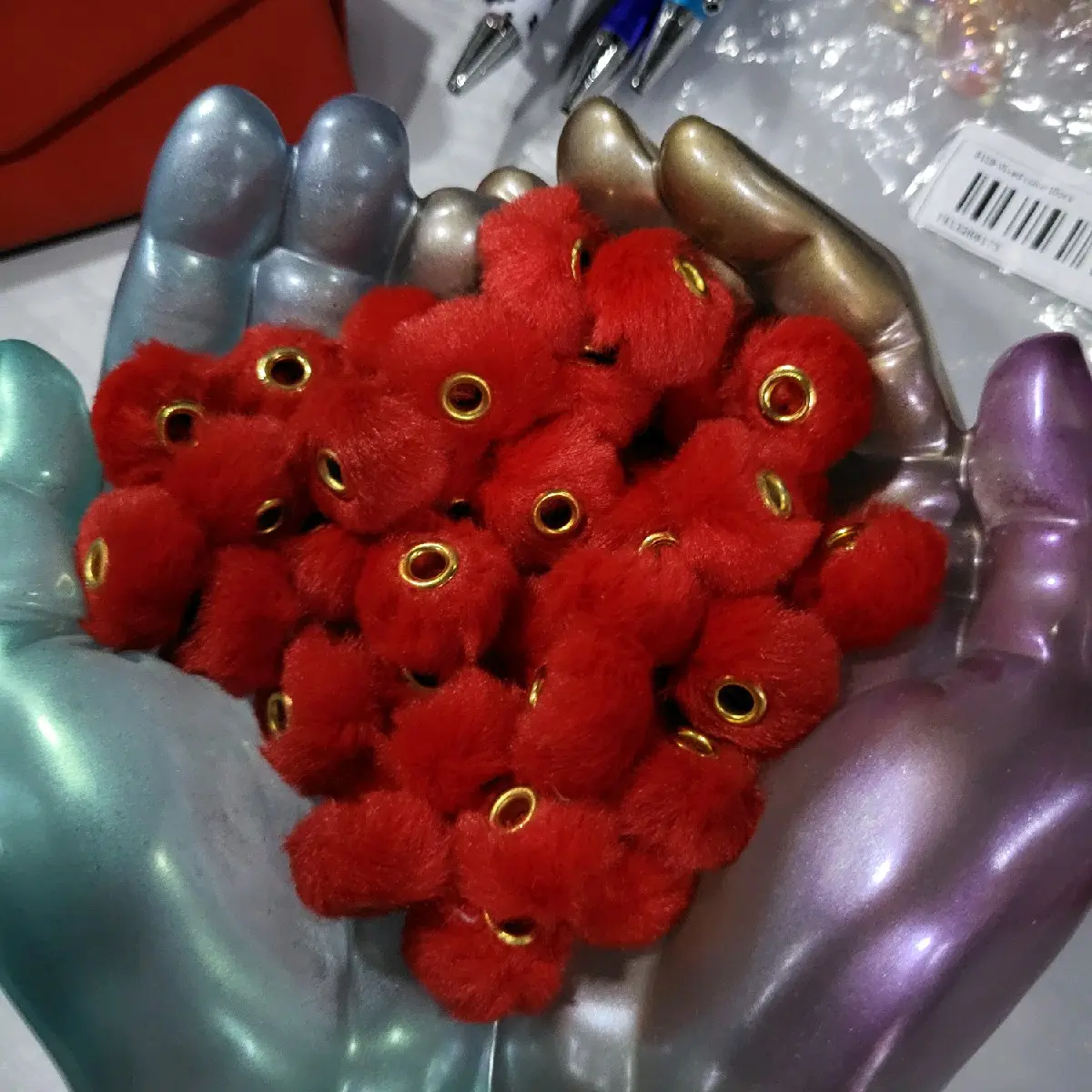 fluffy spacers for beadable pens or beaddable keyrings 5 for £1