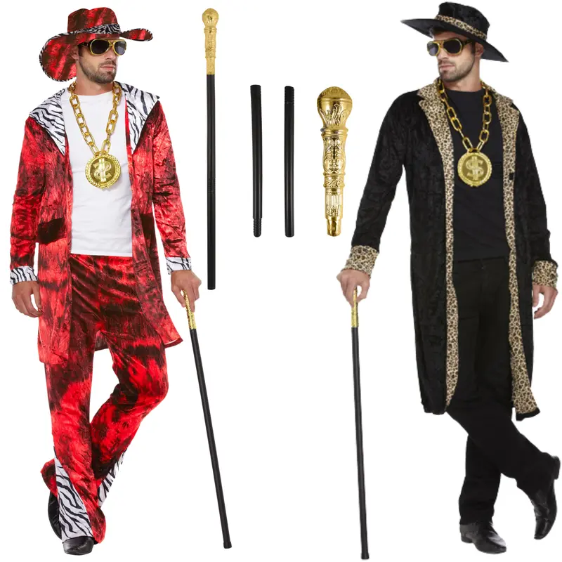 Stylish Costume Gold and Siver Top Cane – 85cm Long, Adjustable Walking Stick for Cosplay, Halloween, and Performances 7