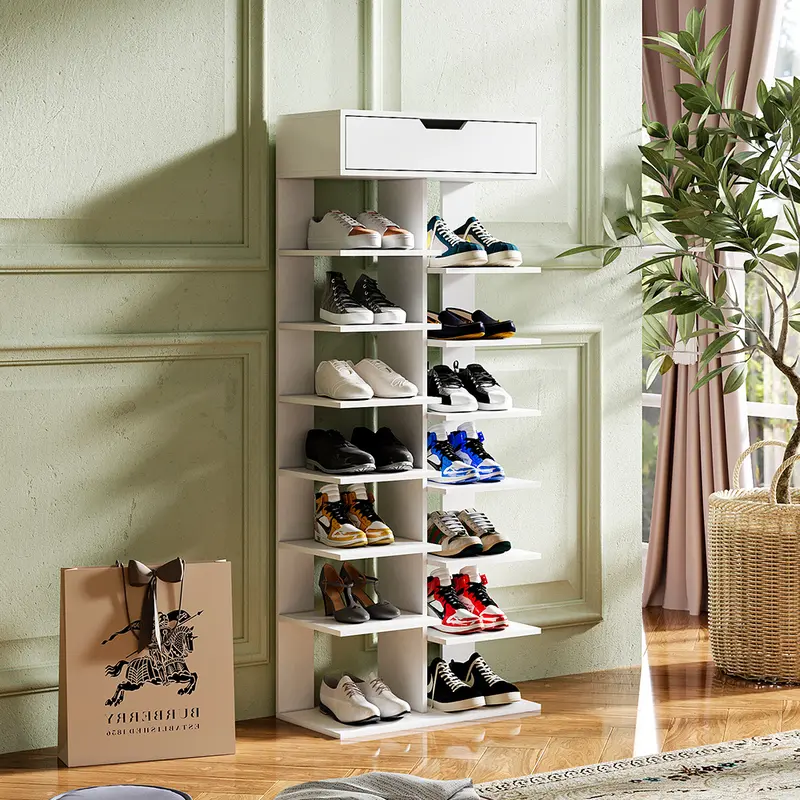 Livingandhome 8-Tier Shoe Storage with Drawer, Household Space Saving Shoe Rack – Perfect for Hallways & Entryways 3