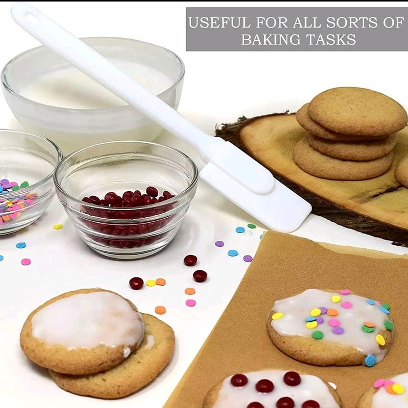 5 PCS White Spatulas Mixing Set Utensils Cake Cooking Baking Kitchen Bakeware Plastic Handles Steel Oven 5