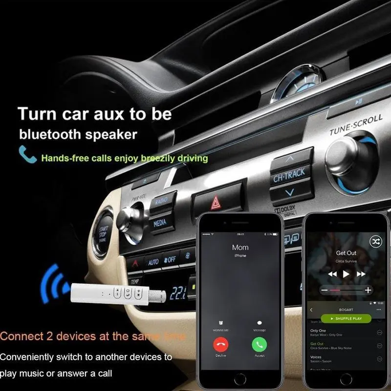 Aux Bluetooth Wireless Adaptor Jack 3.5mm Accessories 7