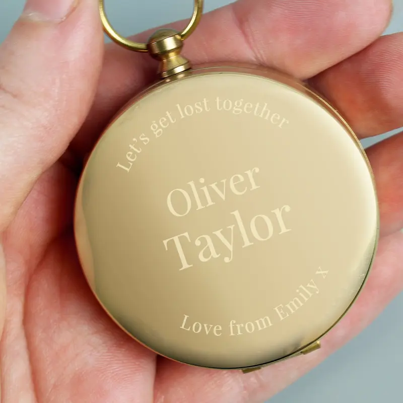 Personalised Wedding Compass - Customizable Brushed Metal Effect 2