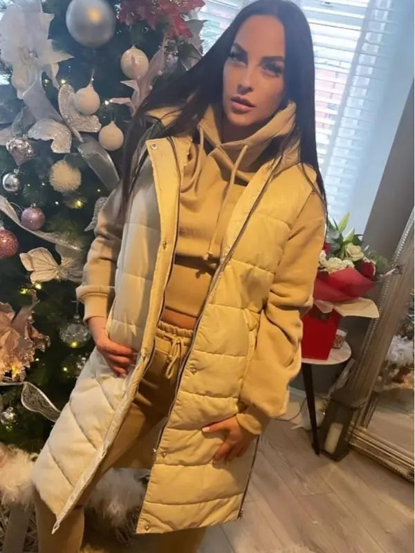 Xara. Black Khaki Chocolate Brown Baby Pink Sky Blue Cream Beige Purple Gold Apricot Winter Warmer Puffer Gilet Long Jacket Hooded Sleevless Jacket Coat Body Warmer 5