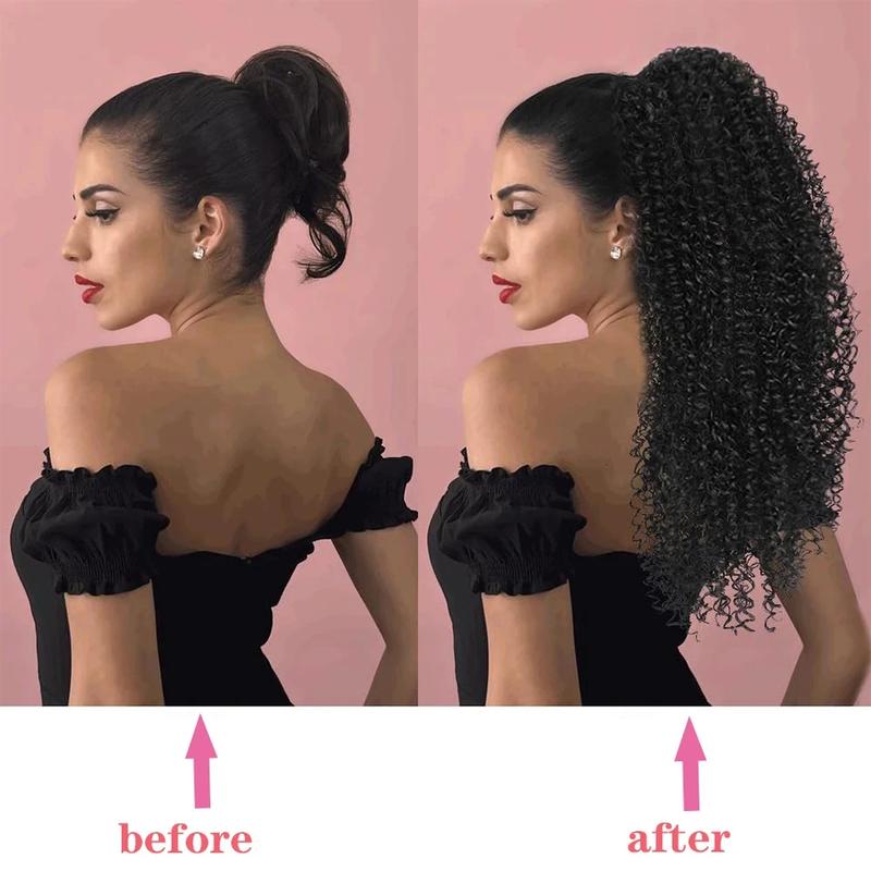 Product Introduction of Long Fluffy Curly Hair Ponytail for Women Synthetic Kinky Curly Ponytail Hair Extensions 20 Inch Afro Curly Hairpieces Fake Tail hair  extensions 2