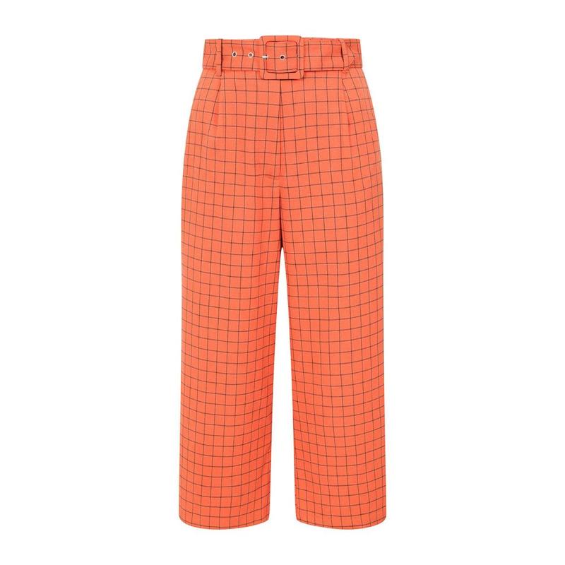 Zora Trousers - Check Pattern, Orange and Black - Perfect for Autumn and Winter Basic Fabric 4
