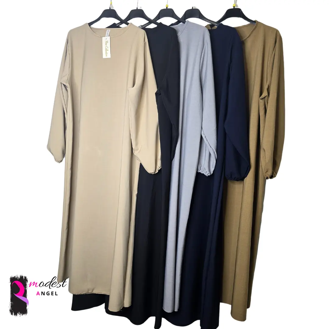 cuffed abaya maxi prayer dress 4 size 50 52 54 56 5 colours muslim islam crew neck casual dress eid namaz hajj umrah muslimah muslim islam arab modest clothing solid colour beige caramel black navy blue grey solid minimalist elegant