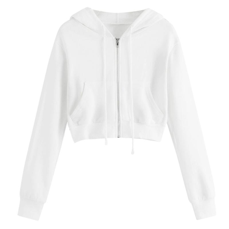 Product Introduction of Zip Up Hoodie Women Solid Color Crop Top Y2k Aesthetic Hooded Tops Loose Leisure Academy Cardigan Tracksuits Autumn Sweatshirts 97