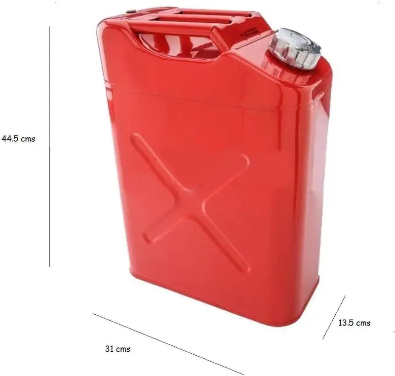 20L 5 Gallon Steel Fuel Gasoline Petrol Diesel Jerry Can Tank Container Backup (3) Bottles Oil Bucket Organiser Tin Canister 2