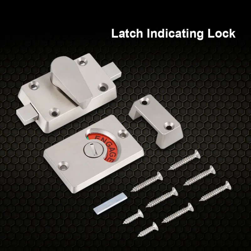 Door Lock Indicator, Toilet Bathroom Lock Vacant/ Engaged Latch, Indicating Occupied, DeadBolt Privacy Partition Door Lock Latch for Bathroom WC Public Restroom Toilet 0
