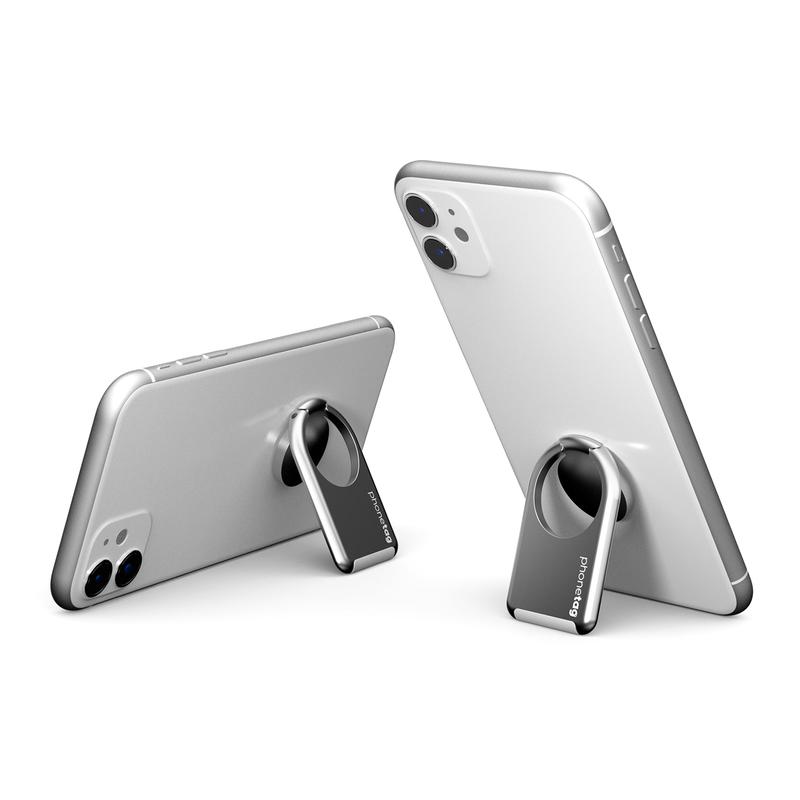 phonetag - Multi-view Phone Stand with Magnetic Ring Holder, Matt Silver 3