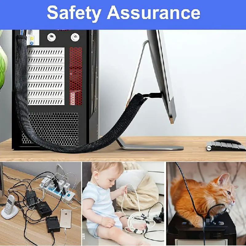 120cm Cable Tidy Zip Sleeve for PC/TV Wire Management Organisers Cable Cover Protector Protection 4