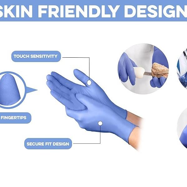 400X 4 Boxes Of 100 Gloves SuperTouch Super Strong Nitrile Gloves Disposable | Blue Surgical Gloves Powder & Latex Free Strong & Flexible Multi Sector Purpose Use Bulk All Sizes 5