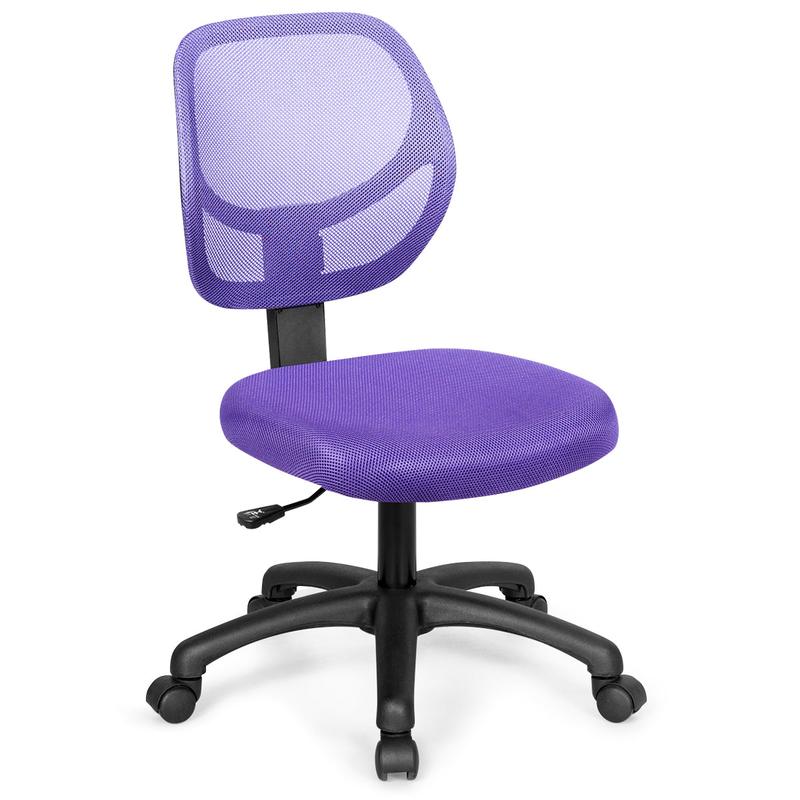 Adjustable Swivel Kids Office Chair with Lumbar Support-Purple 0