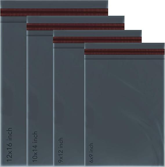 100 Mixed Mailing Poly Postal Self Seal Bags 4 Sizes 25 from Each Small to Large Mailing Bags Postage Packaging Assorted Mailers Posting Shipping Post Parcel Package Bags (Black/Grey) 1