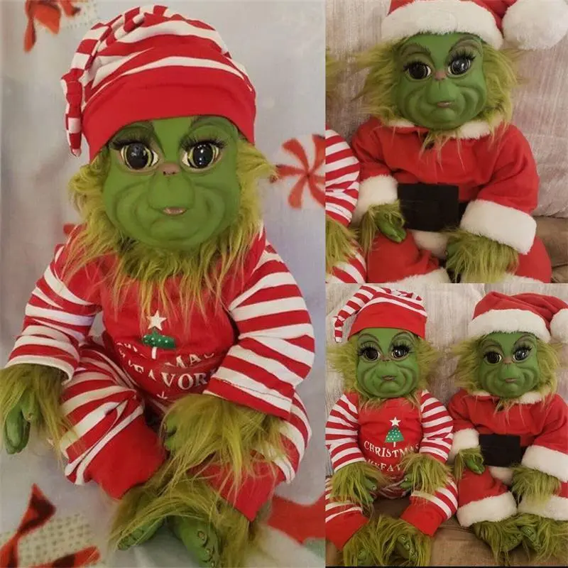 Christmas The Grinch Plush Dolls Horrr Stuffed Toy Xmas Gifts Kids Home Decor UK - New Green Doll