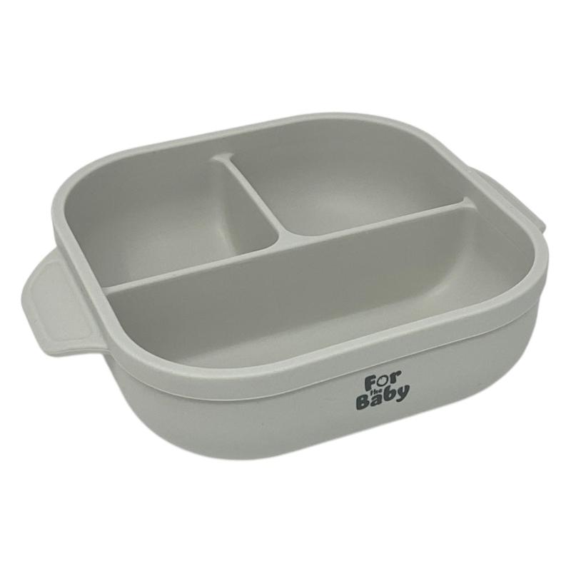 Square Silicone Suction Bowl with 3 Compartments 2
