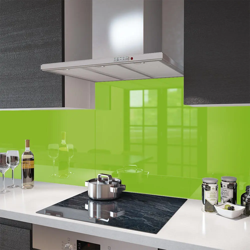 Glass Splashbacks Lime Green and Glass Upstands