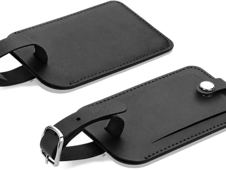 2 Pcs Luggage Tags, Leather Baggage Labels, Suitcase Name ID Card Tag Set, Leather Tags Travel Handbag Accessories for Preventing Loss of Bags(Black) 8