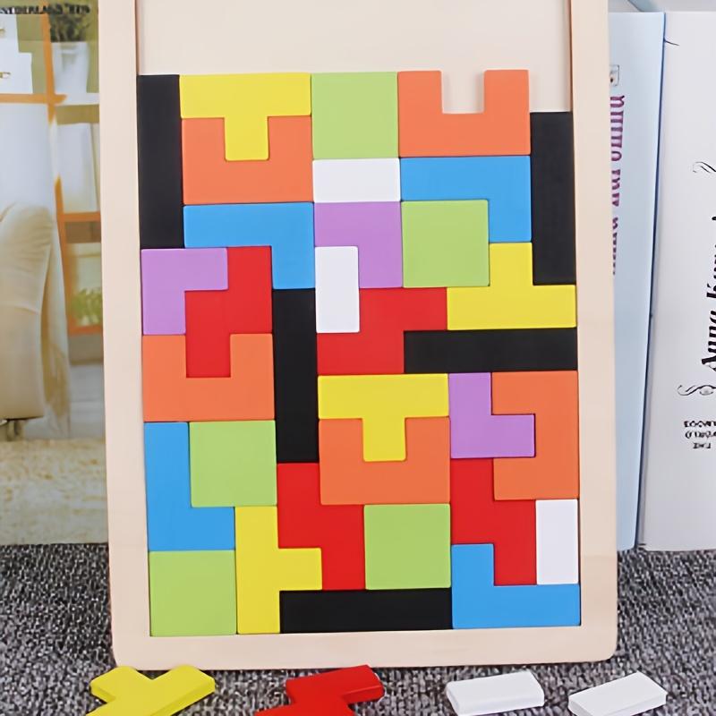 Product Introduction of Wooden Blocks Puzzle Brain Teasers Toy Tangram Jigsaw Intelligence Colorful 3D Russian Blocks Game STEM Educational Gift, Halloween, Christmas Gift, Thanksgiving Day Gift 0