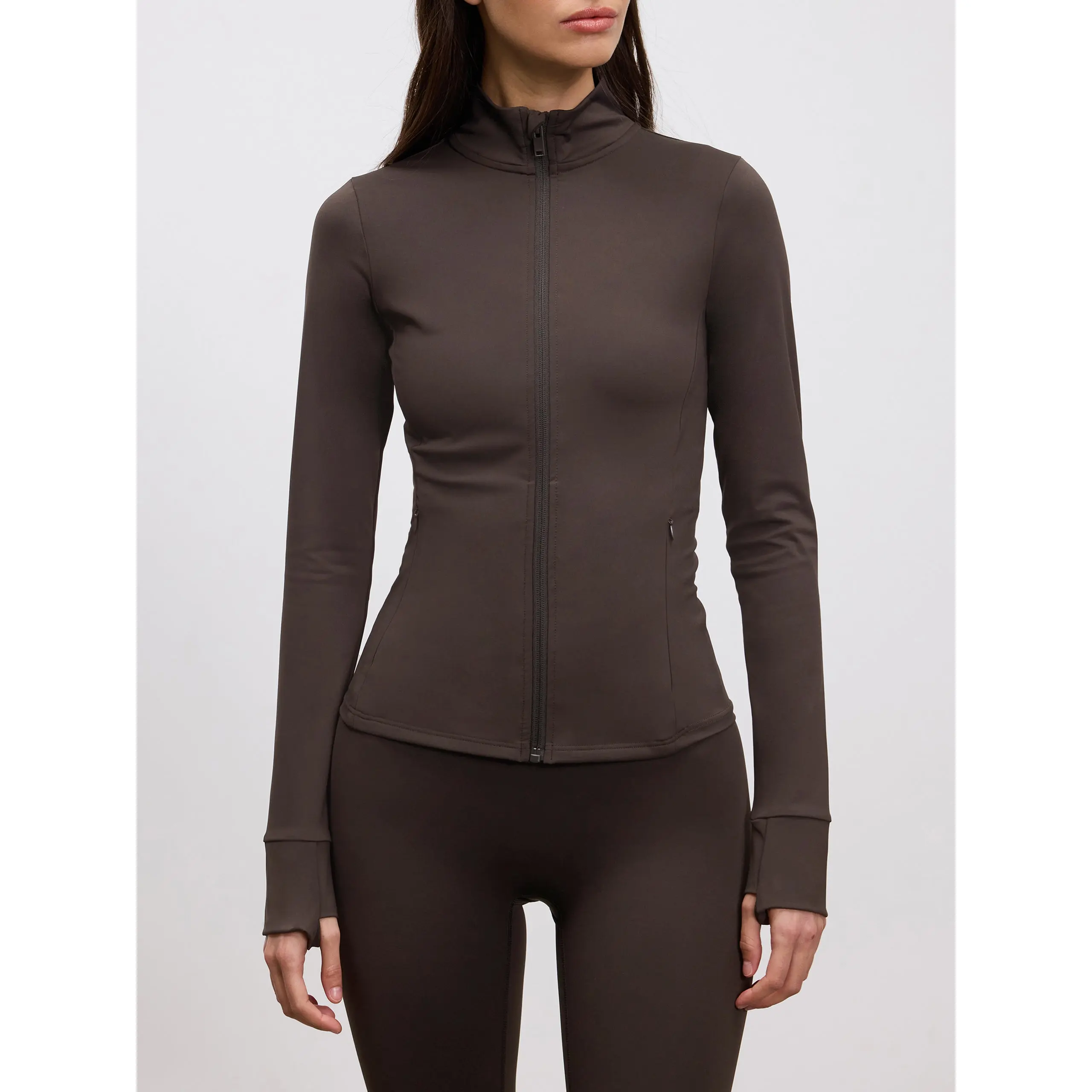 Womens Active Zip Through Jacket in Brown