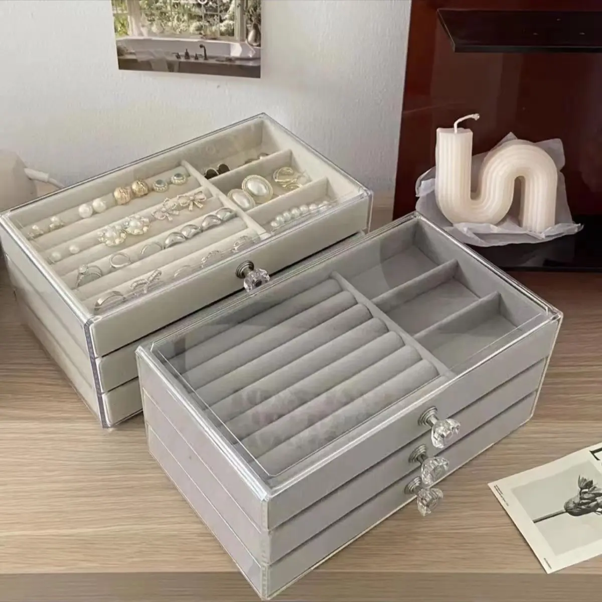 Jewelry Storage Box, 1 Count Portable Jewelry Organizer, Durable Storage Box for Earrings Necklace Ring, Travel Jewelry Organizer