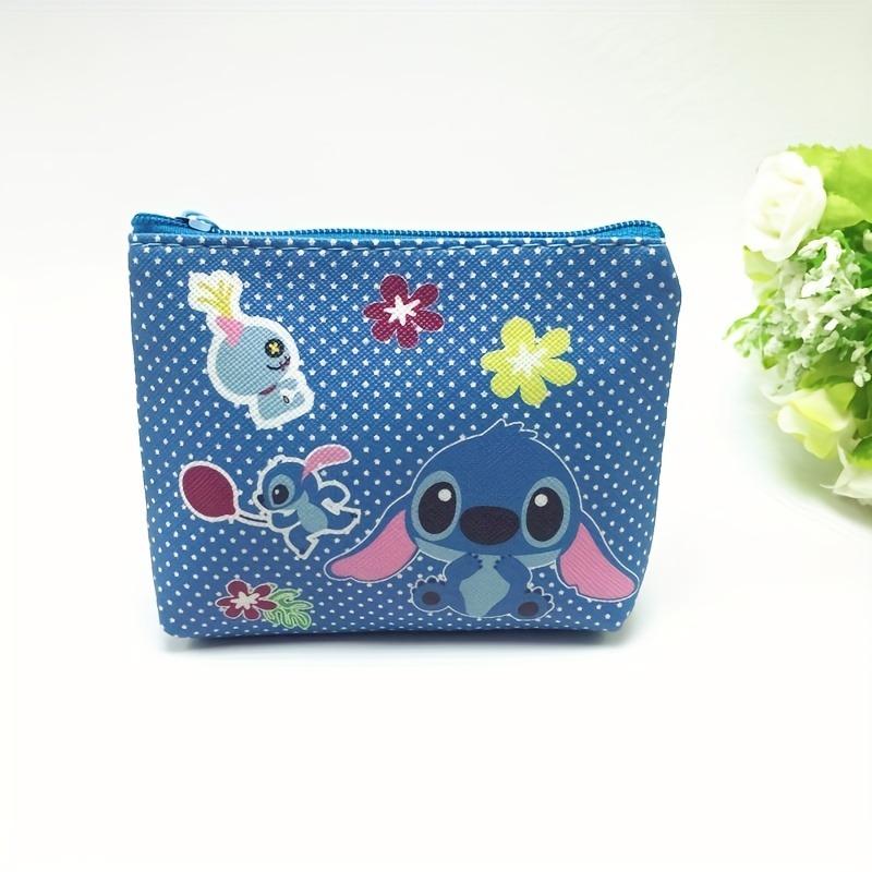 Product Introduction of Stitch Themed Wallet - Colorful Cartoon Print Mini Coin Purse with Zipper, PU Material, Portable Card Holder Keychain Accessory 4