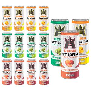 Reign Storm Clean Energy Drink Mix Flavours - Pack of 12 x 355ml - x4 Valencia Orange, x4 Kiwi Blend, x4 Peach Nectarine - New Limited Edition Fruity Energy Drink, Beverage Sport