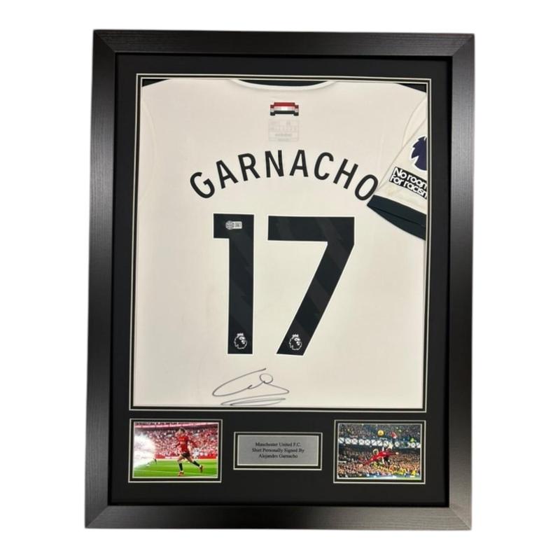 Alejandro Garnacho Signed Shirt Framed with COA, Exact Video Proof & AFTAL Authenticated – Manchester United 24/25 Away 0