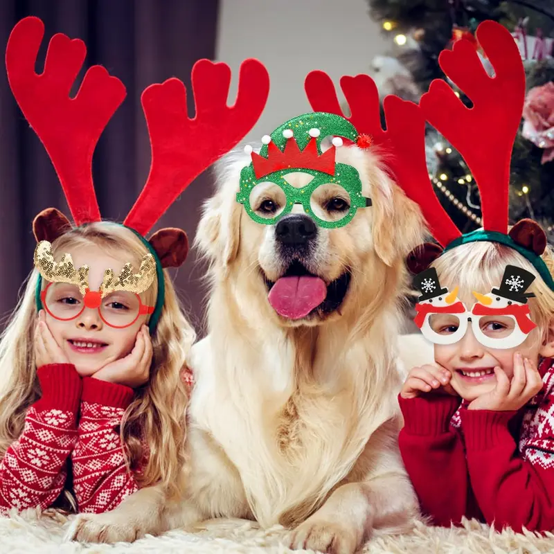 Christmas Glasses Glitter Party Glasses Frames Christmas Decoration Eyeglasses for Christmas Parties New Year Favors Photo Booth 3