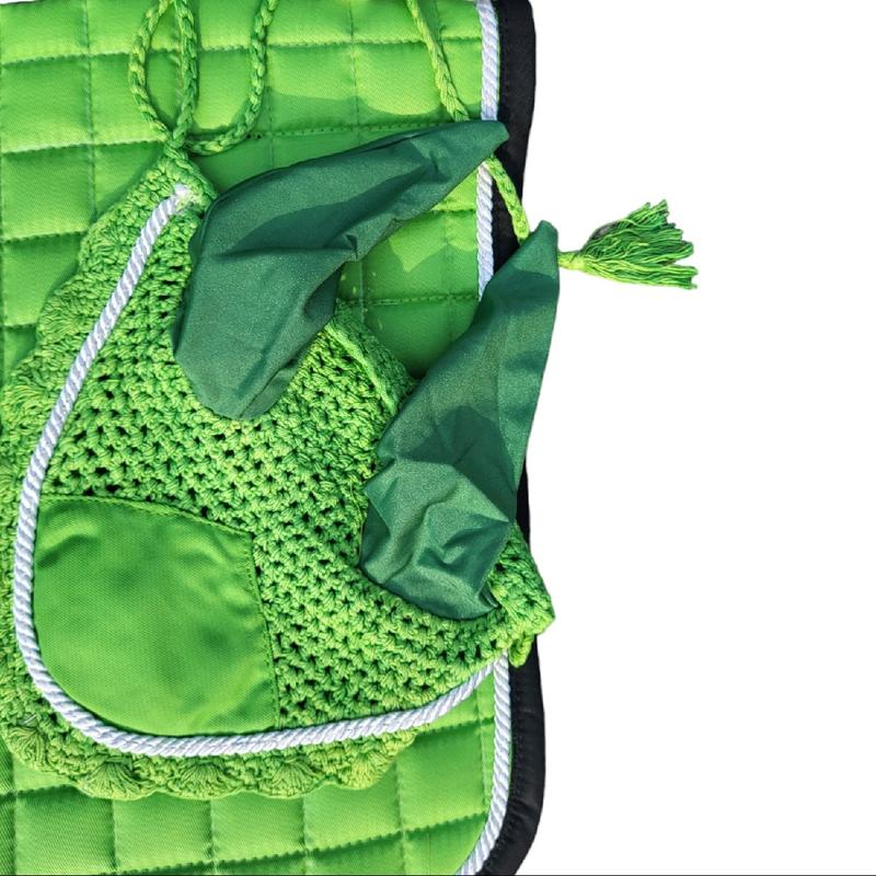 Green saddle pad and fly veil set equestrian 2