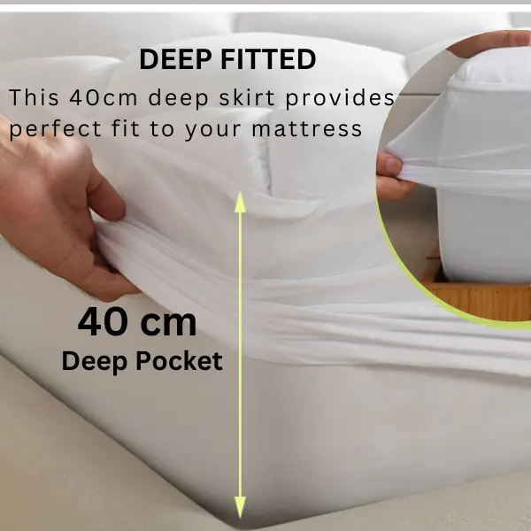 Quilted Mattress Protector 40cm Extra Deep Fitted Mattress Cover, 200 GSM Triple Filled Mattress Protector with Elastic Skirt, Breathable and Noiseless Bed Cover, Machine Washable (White) Soft luxury bedding  set bed  accessories cute  bedding  sets 3