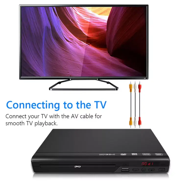 DVD Player Compact Multi Region HDCD CD VCD Music Disc Upscaling USB With Remote Audio Default 5