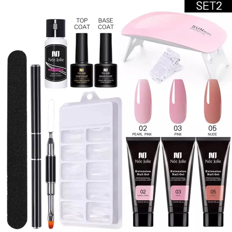 Professional Poly Gel Nail Kit with UV Light 7 colors Gel Nail Extensions Starter Kit, Gel Nail Polish Great for Beginners with everything, All-in-One Solution for Manicure and Nail Art, Nail polish, Back to School, Nail supplies Salon Nail Care Set 7