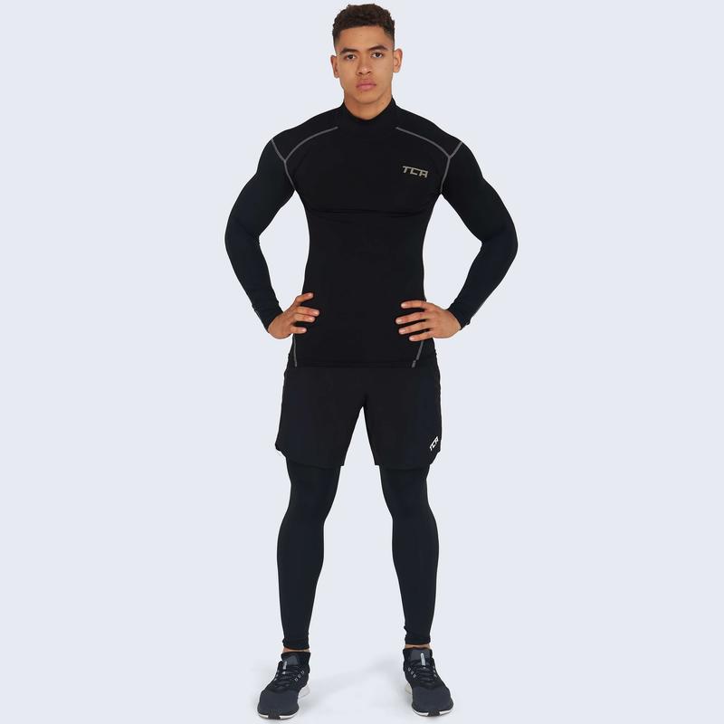 TCA Men's Pro Performance Mock Neck Compression Base Layer Football Running Long Sleeve Thermal Under Shirt 4