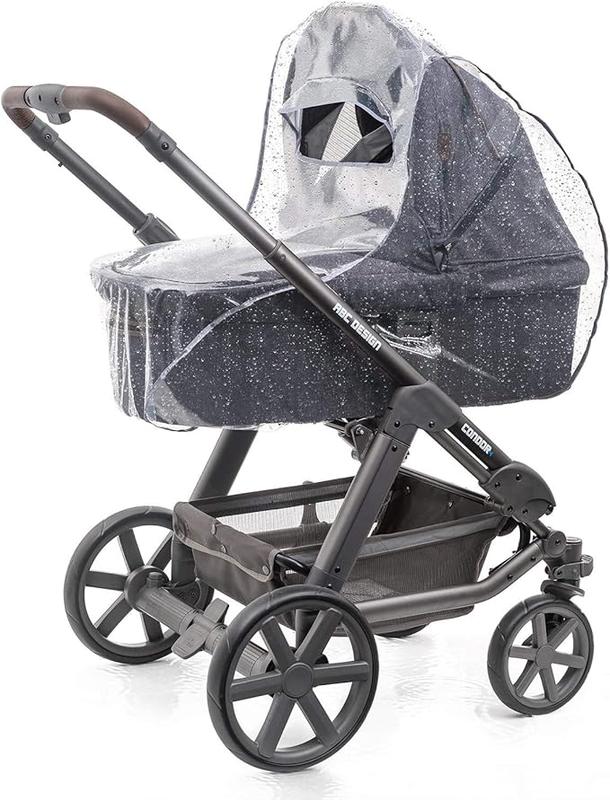 Universal Grey Rain Cover for Pram Carrycot (Hauuck, Joie, ABC-Design etc.) - Air Circulating, Water Resistant and Durable Baby Protection Rain Shield 0