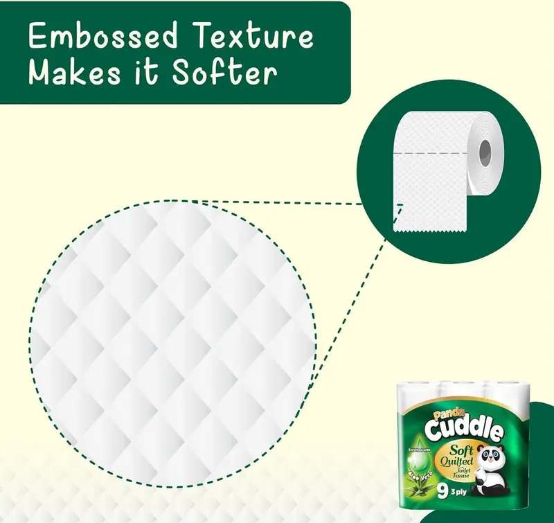 45 / 90 / 135 Panda Classic / Aloe Vera / Lemon Scented Fragranced Soft Quilted Gentile Toilet Tissue Paper Rolls 3 Ply Embossed Loo Roll Bathroom Paper Super Thick 200 Sheets Value Family Bundle Pack Personal Wall 6
