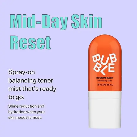 Bubble Skincare Bounce Back Balancing Facial Toner Mist - Hydrating Toner Spray + Pore Minimizer Made with Sea Water and Niacinamide to Help Improve Texture & Radiance (55ml) Moisture Moisturizer Daily Comfort Hydrate Moisturizing 2