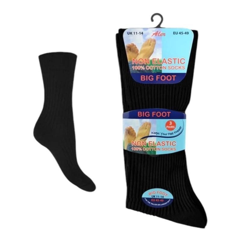6/12 Pairs Men's Big Foot Extra Wide Diabetic 100% Cotton Socks UK Size 6-11 & 11-14 - Menswear, Underwear ,Plain Soft Top Loose Breathable Set 5