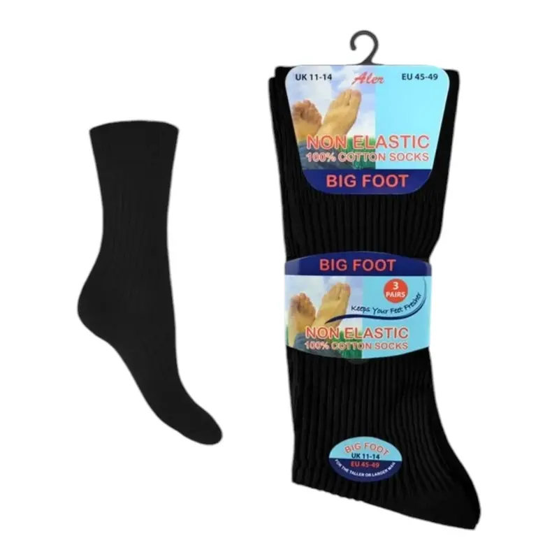 6/12 Pairs Men's Big Foot Extra Wide Diabetic 100% Cotton Socks UK Size 6-11 & 11-14 - Menswear, Underwear ,Plain Soft Top Loose Breathable Set 5