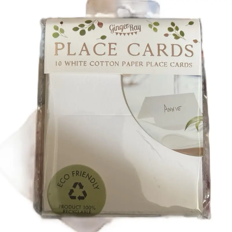 Ginger Ray white cotton place cards pack of 10