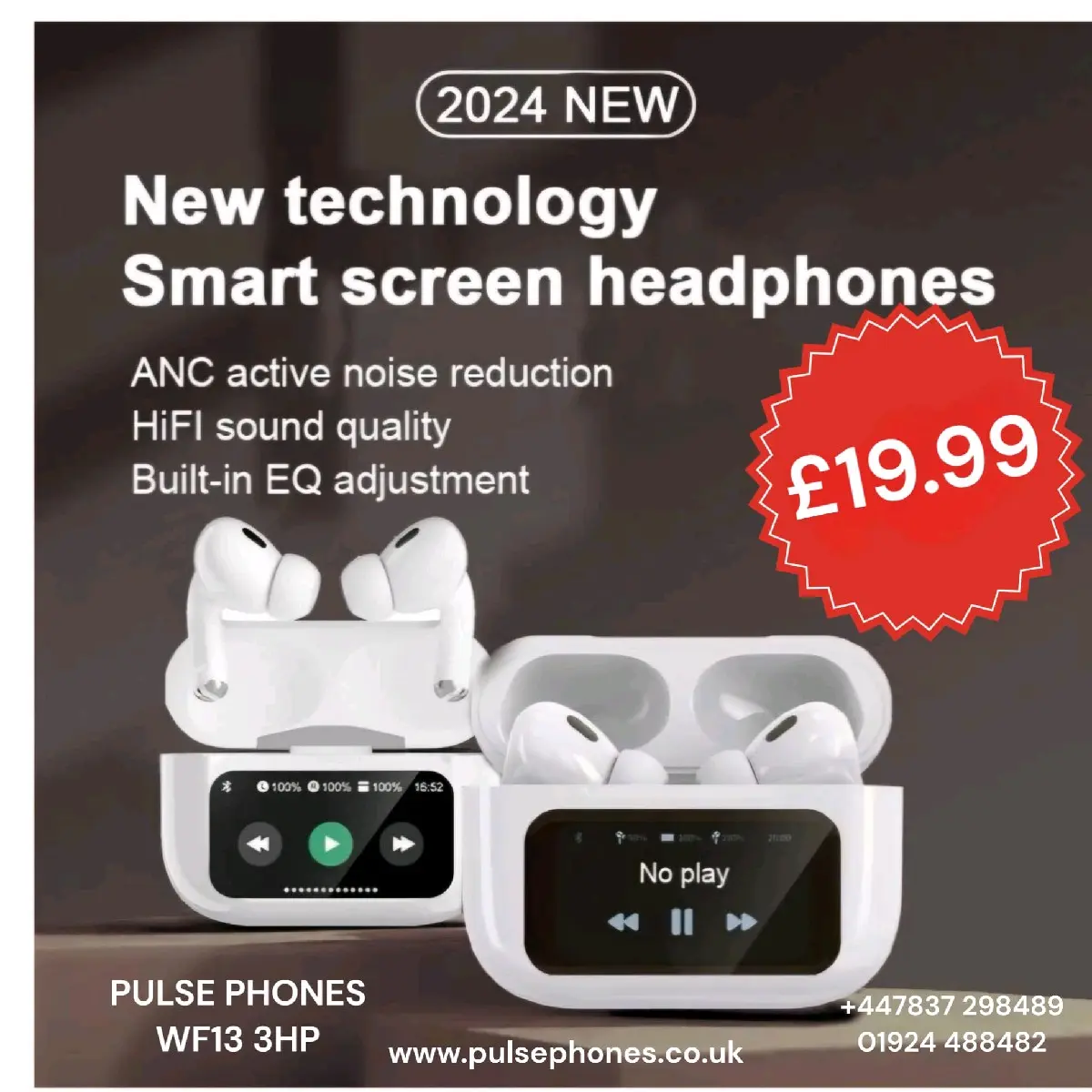 Smart Screen AirPods - Audio Headphone by [VENDENS] Noise Headset Workout