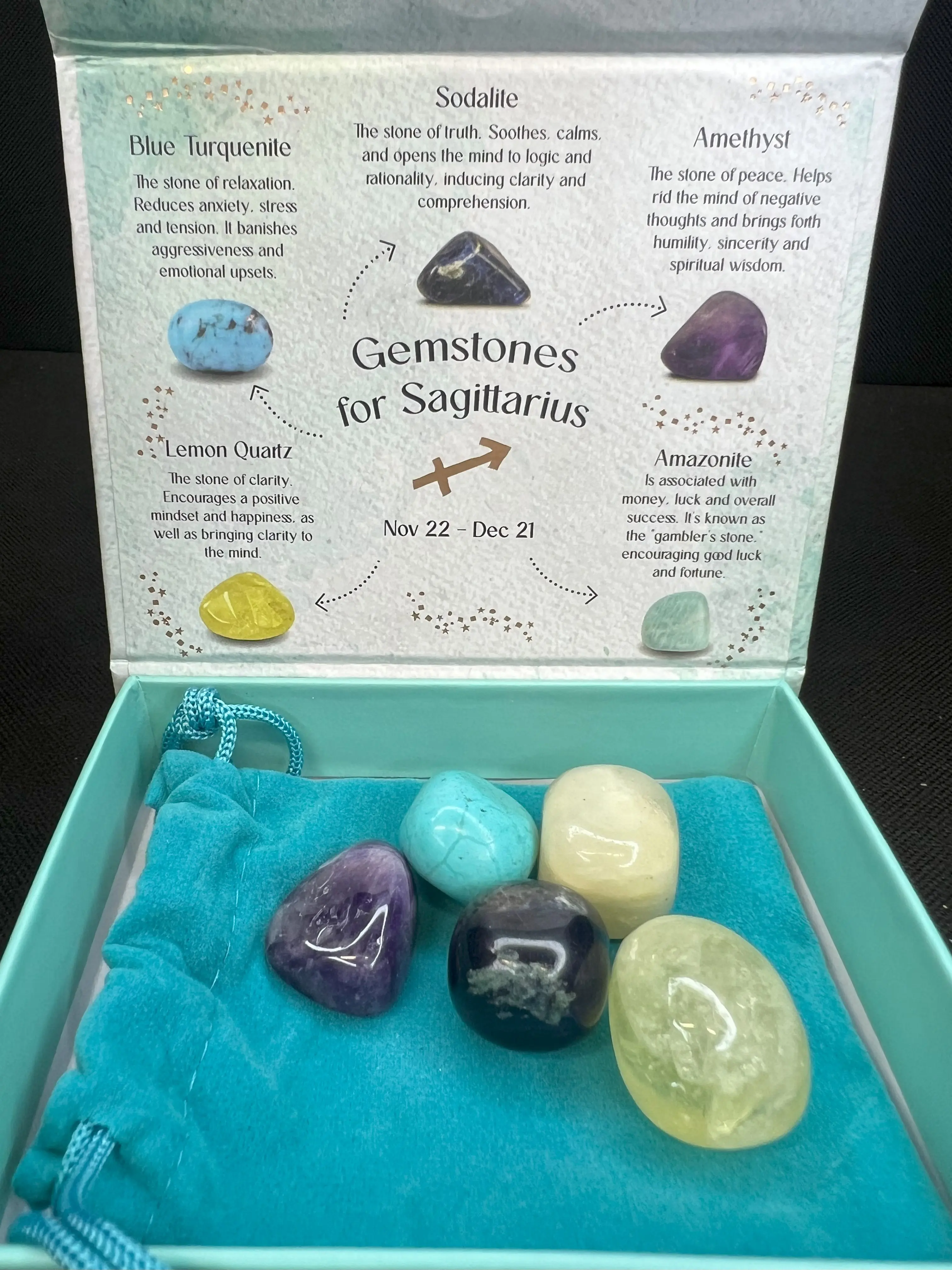 Gemstones for Sagittarius- Zodiac Sign, crystal healing, gift (box included)