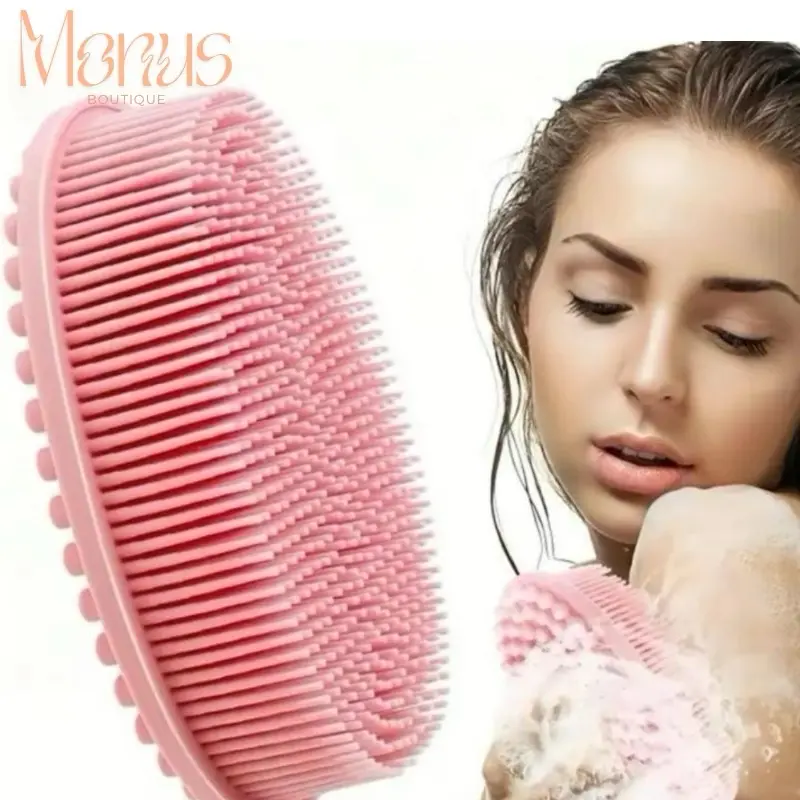 Silicone Body Scrubber Exfoliating Shower Bath Body Brush Smooth Accessory Bristle Personal Cleaning Pink