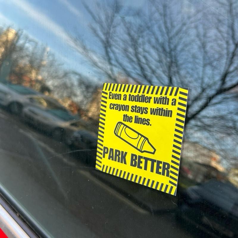 Prank Parking Stickers – 6x Mix pack - 2x Crayon, 2x Great work, 2x ‘C*NT’ - Joke Car Stickers for Awful Drivers 5