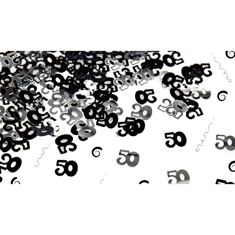 3 x 14g 50th Black Happy Birthday Party Glitz Table Confetti Sprinkles Decorations Set Ornaments 1