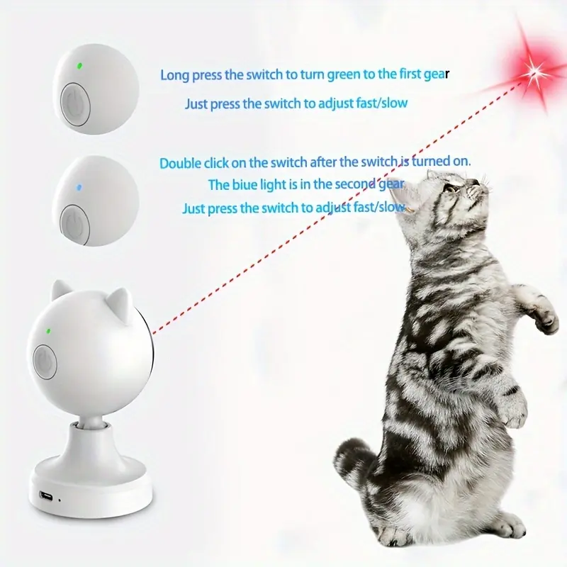 Portable USB Rechargeable Laser Cat Toy - Safe Low-Power Light for Indoor Interactive Play 2